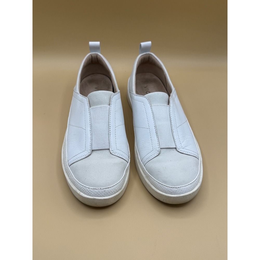 Vionic Zinah Slip On Leather Nubuck Sneakers White Grey Orthotic Shoes Womens - Picture 2 of 8